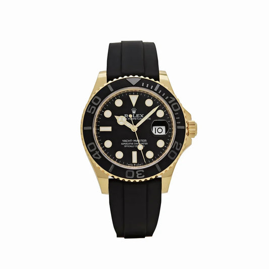 Role_x Yatch Master Yellow Gold Oysterflex Black Mint Mens Watch Luxury Edition Premium Quality watchhaven.in
