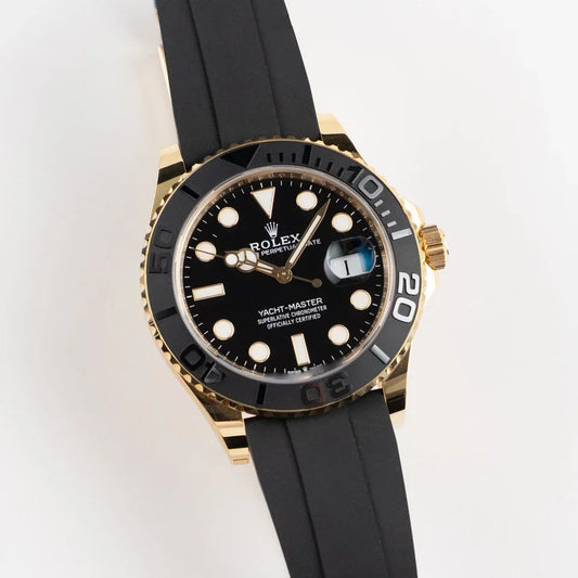 Role_x Yatch Master Yellow Gold Oysterflex Black Mint Mens Watch Luxury Edition Premium Quality watchhaven.in