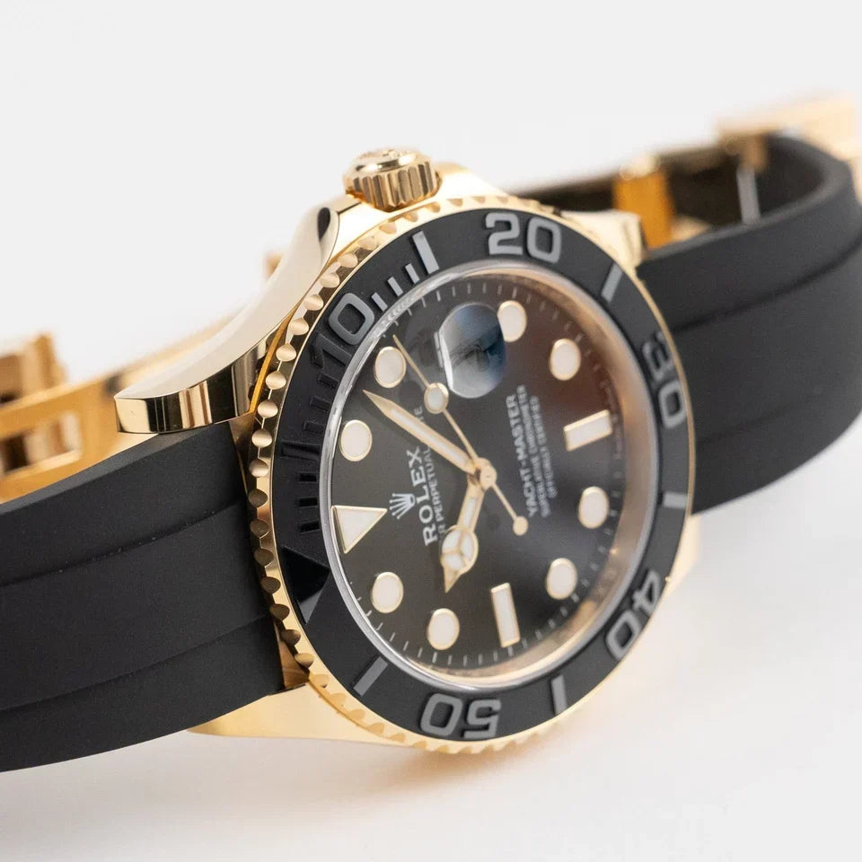 Role_x Yatch Master Yellow Gold Oysterflex Black Mint Mens Watch Luxury Edition Premium Quality watchhaven.in
