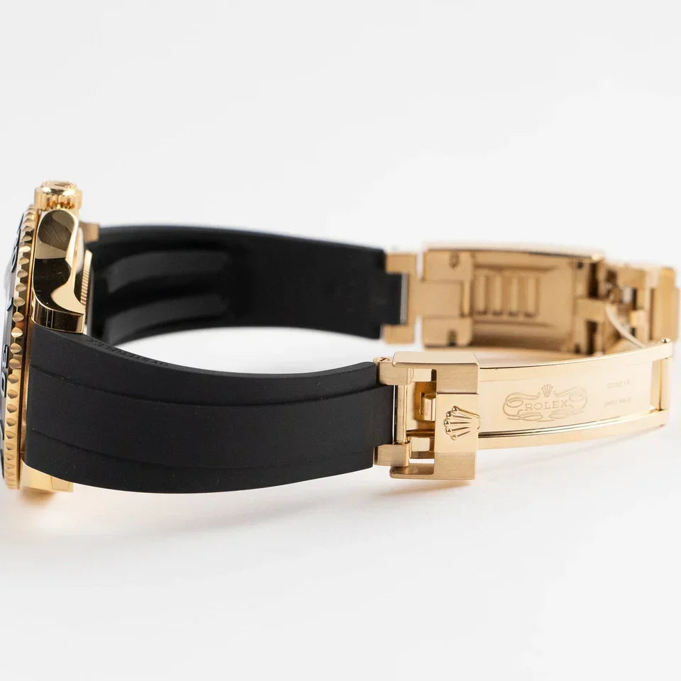 Role_x Yatch Master Yellow Gold Oysterflex Black Mint Mens Watch Luxury Edition Premium Quality watchhaven.in