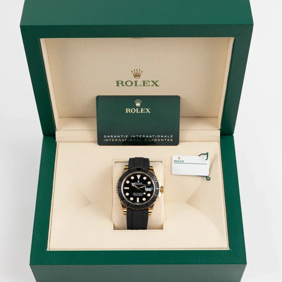 Role_x Yatch Master Yellow Gold Oysterflex Black Mint Mens Watch Luxury Edition Premium Quality watchhaven.in