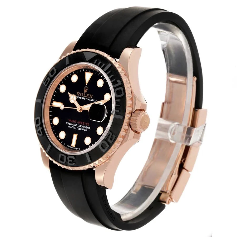 Role_x Yatch Master Rose Gold Oysterflex Black Mint Mens Watch Luxury Edition Premium Quality watchhaven.in
