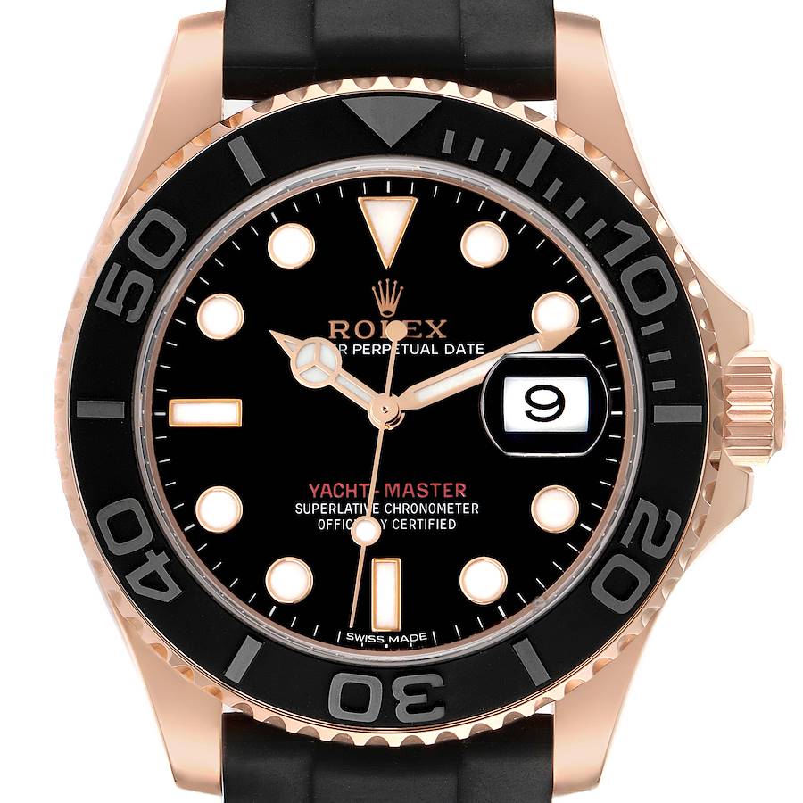 Role_x Yatch Master Rose Gold Oysterflex Black Mint Mens Watch Luxury Edition Premium Quality watchhaven.in