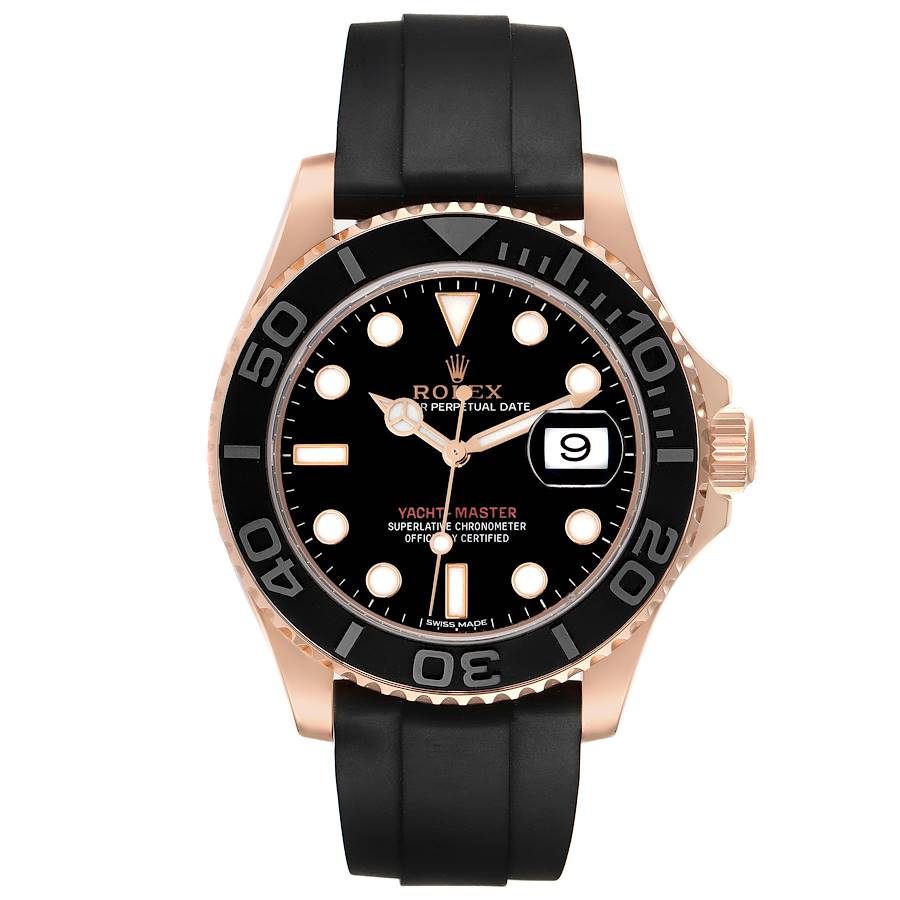 Role_x Yatch Master Rose Gold Oysterflex Black Mint Mens Watch Luxury Edition Premium Quality watchhaven.in