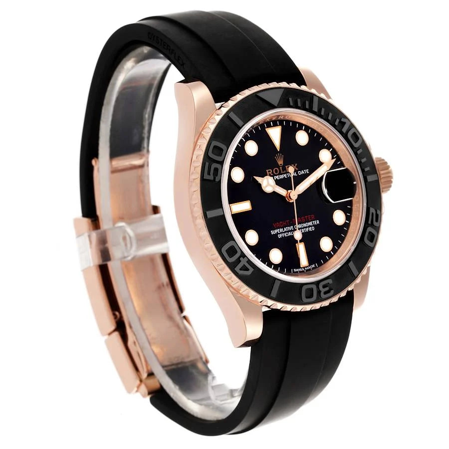 Role_x Yatch Master Rose Gold Oysterflex Black Mint Mens Watch Luxury Edition Premium Quality watchhaven.in